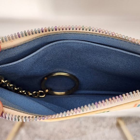 Dooney & Bourke Cream Wristlet with Multicolor Signature Logo and Rainbow Zipper - Picture 5 of 5